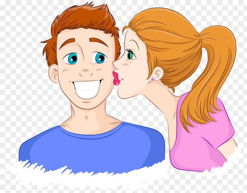 Show Loving Couple Cheek Kissing Clip Art PNG