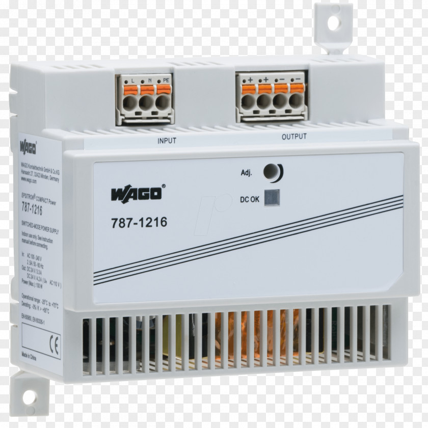 Switchedmode Power Supply DIN Rail WAGO Kontakttechnik Electronics Converters RF Modulator PNG
