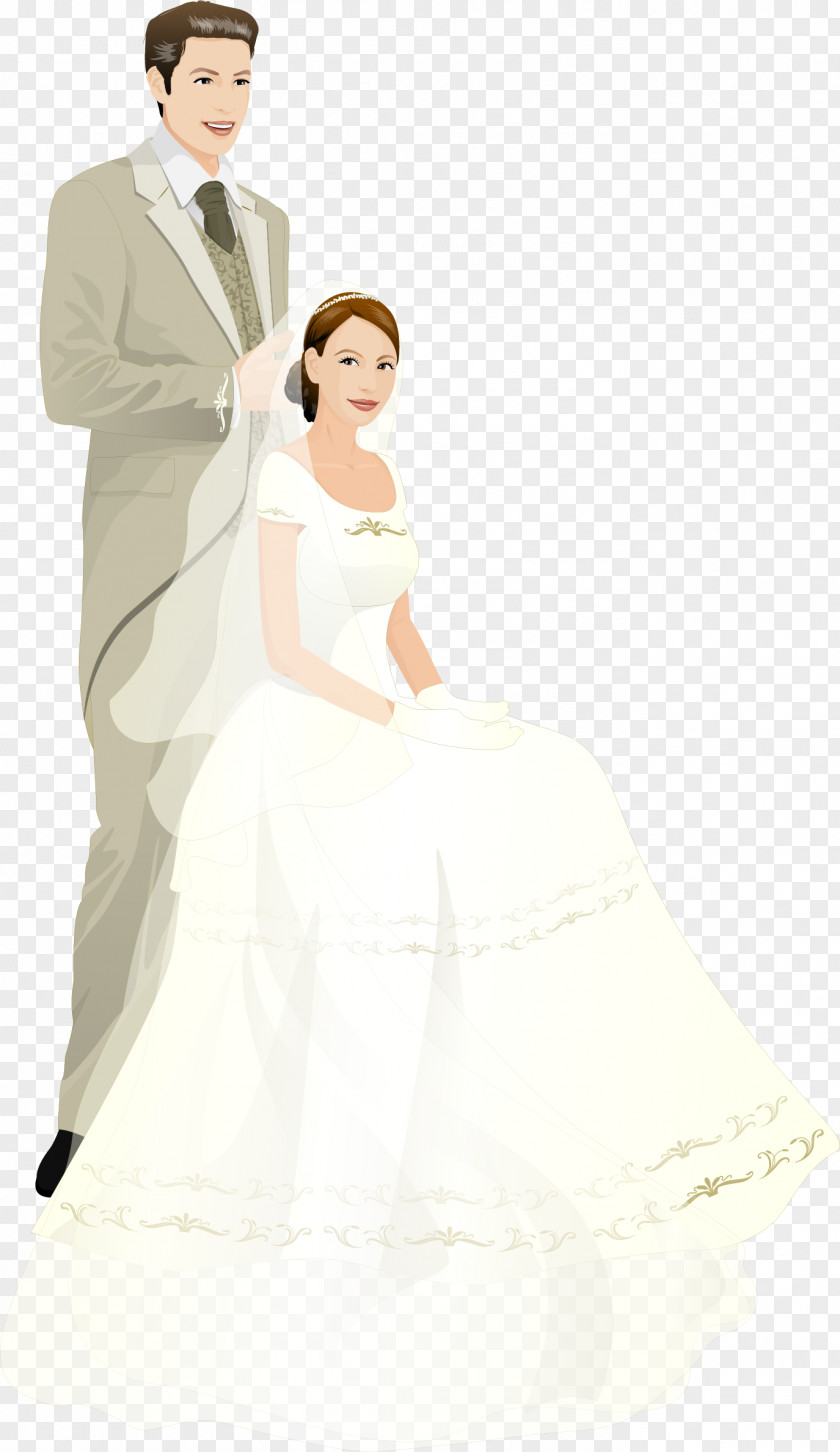 Vector Hand-painted Wedding Bride Marriage Illustration PNG