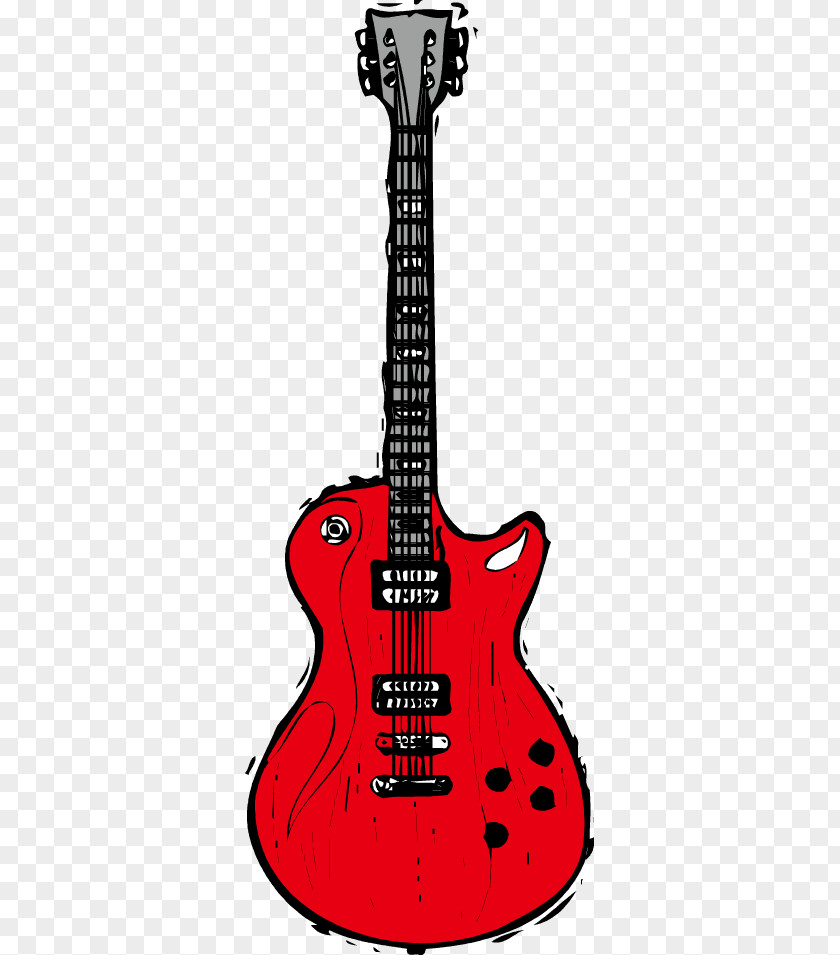 Vector Red Electric Guitar Photography Cartoon Illustration PNG