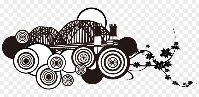 Black And White Bridge Silhouette Trend Pattern The Architecture Of City PNG