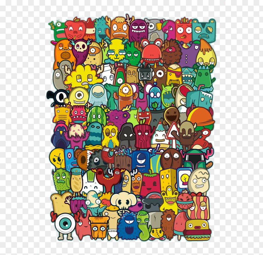 Monster Collection Doodle Drawing Art Character Illustration PNG