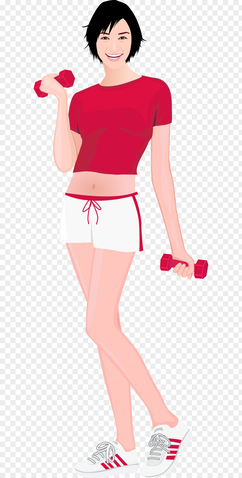 Cartoon Illustration PNG Illustration, painted barbell girl clipart PNG