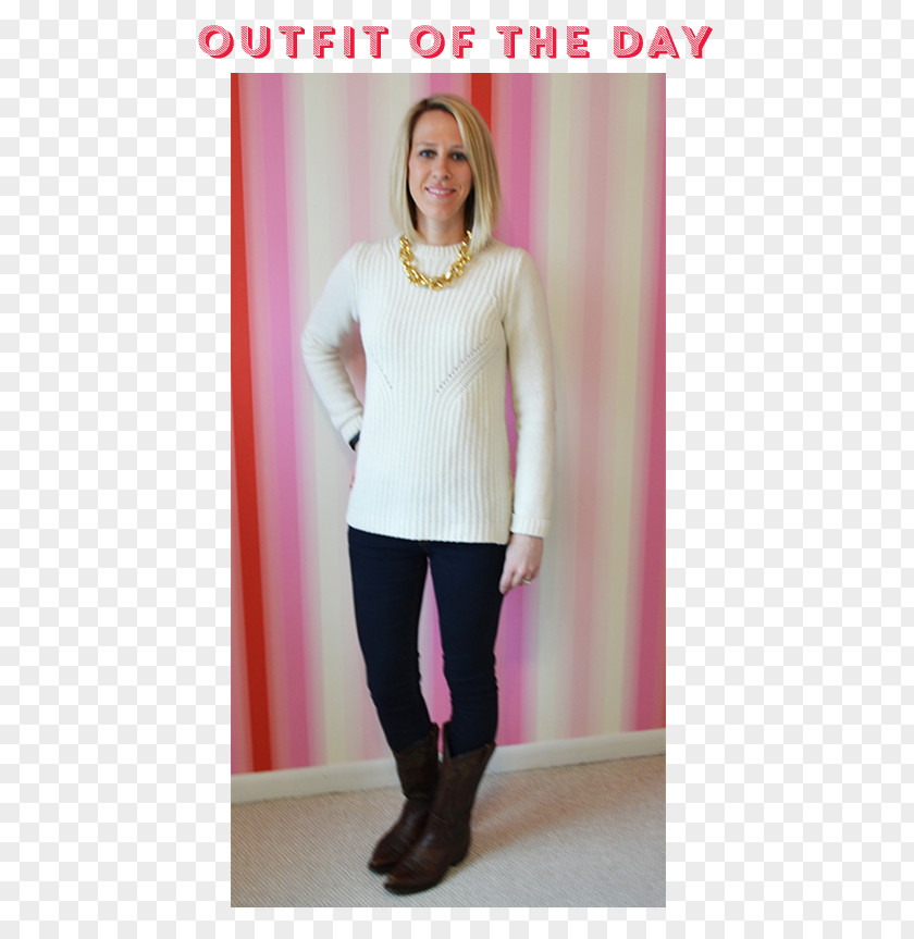 Ootd Leggings Pink M Sweater Sleeve Neck PNG