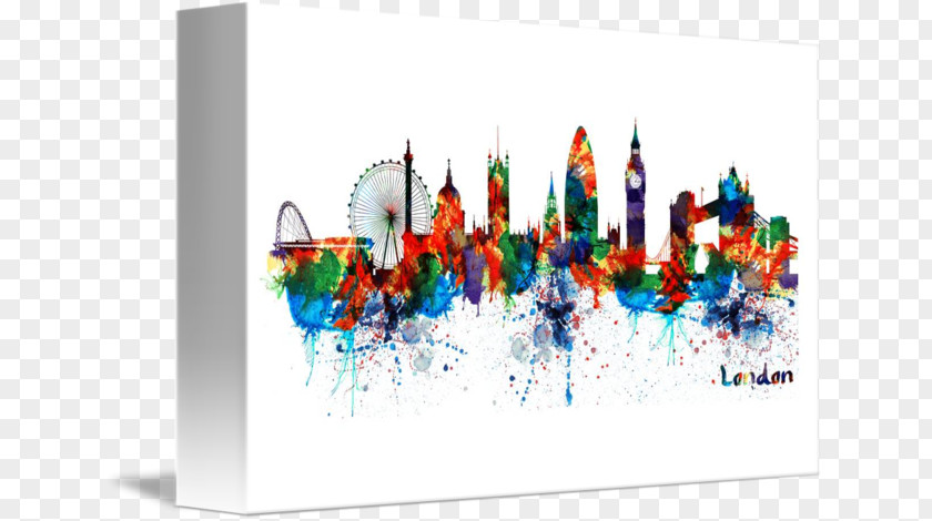 Watercolor Skyline Painting Silhouette Art PNG