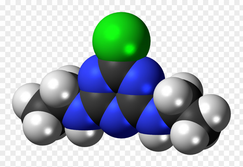 Oil Molecules Space-filling Model Simazine 1,3,5-Triazine Molecule Jmol PNG