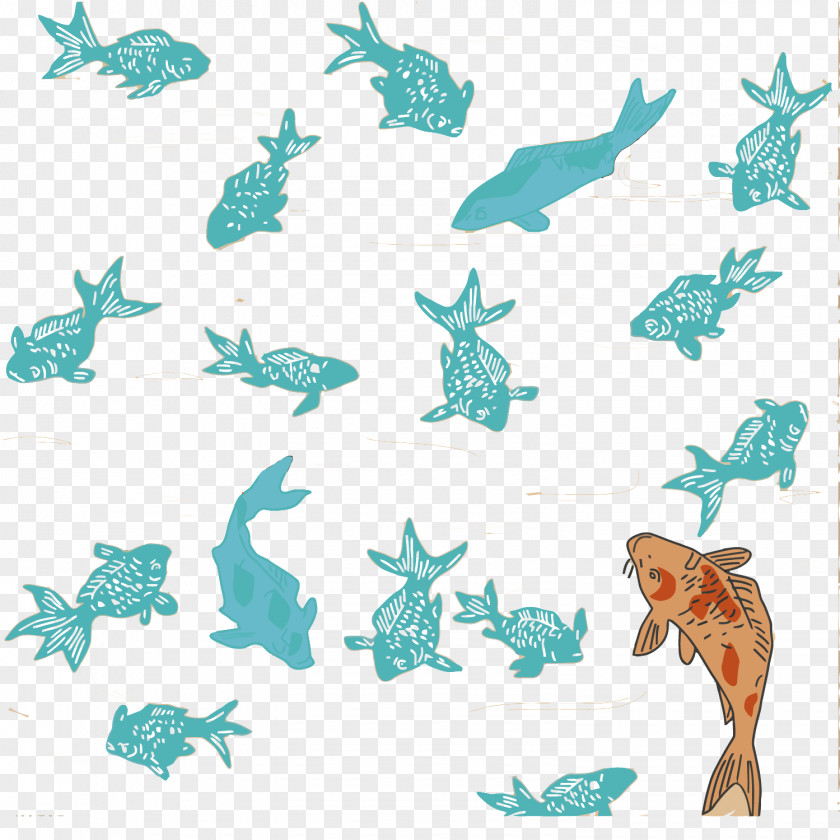 Vector Fishes Koi Goldfish Illustration PNG