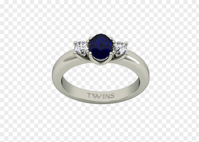 Sapphire Engagement Ring Twins Diamonds PNG