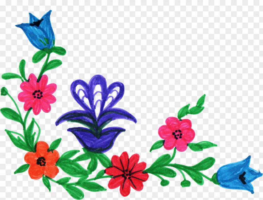 Floral Corner Cut Flowers Design Art Clip PNG