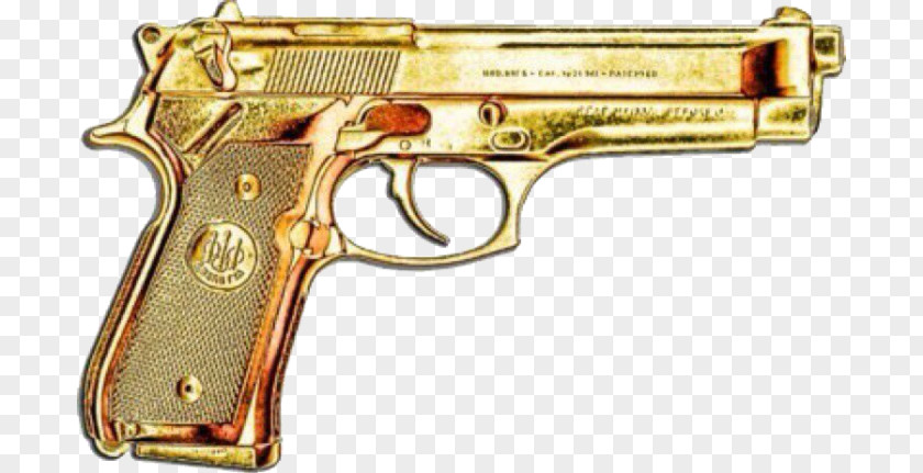 Gold Plating Pistol Weapon Handgun PNG