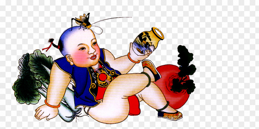 China Doll C Chinese New Year Years Day Greeting Card PNG