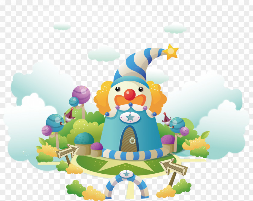 Clown Carnival Cartoon Amusement Park Illustration PNG