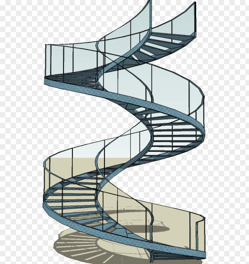 Modern Glass Rotating Stairs Structural Steel Building Frame PNG