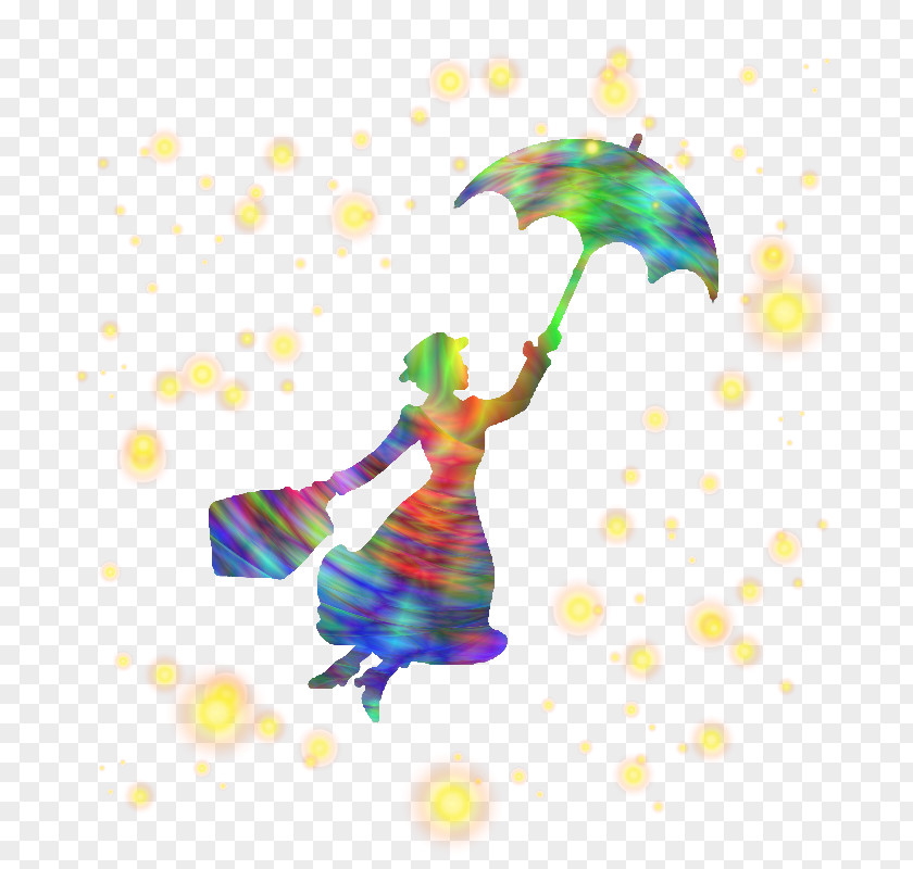Silhouette Mary Poppins Stencil Art PNG