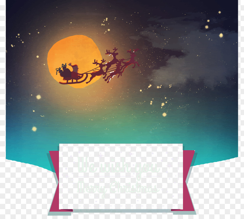 Christmas Sled Greeting Card Vector Material PNG