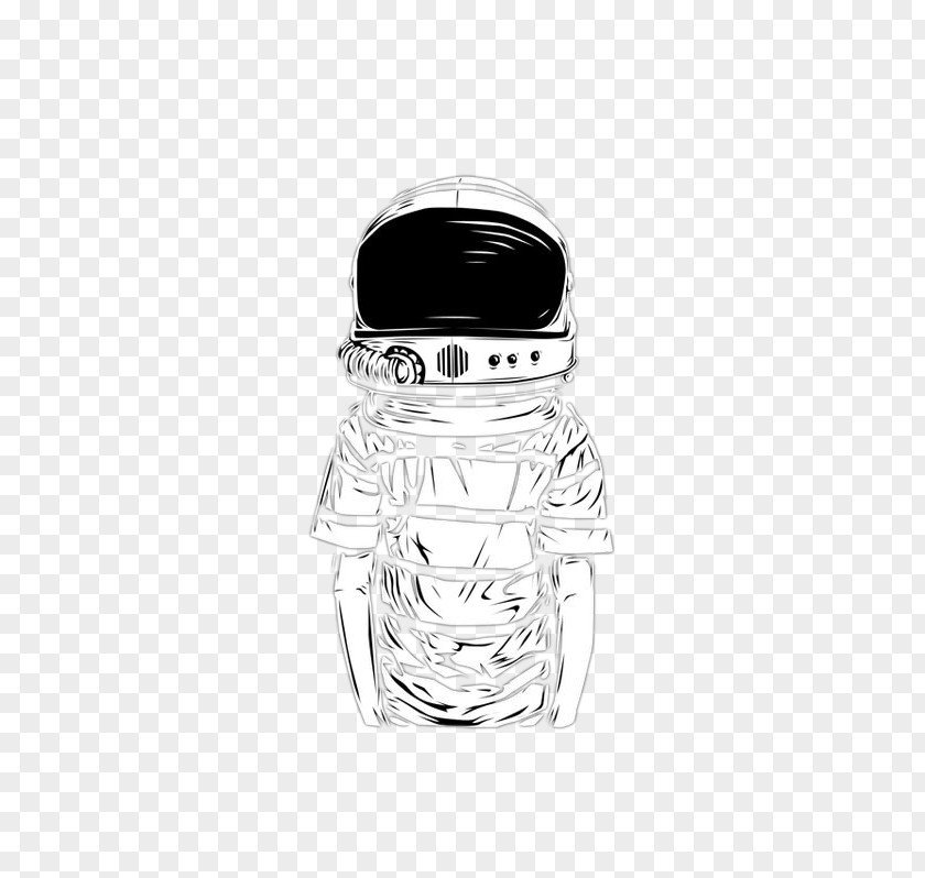 Astronaut Glass Bottle Black And White Pattern PNG
