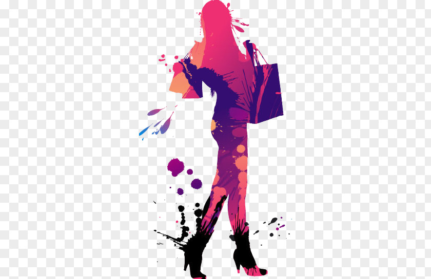 Colored Female Silhouette Decoration Clip Art Women Fashion Model Woman PNG