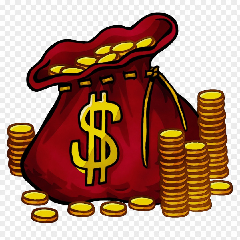 Money Cartoon Gold Paint PNG