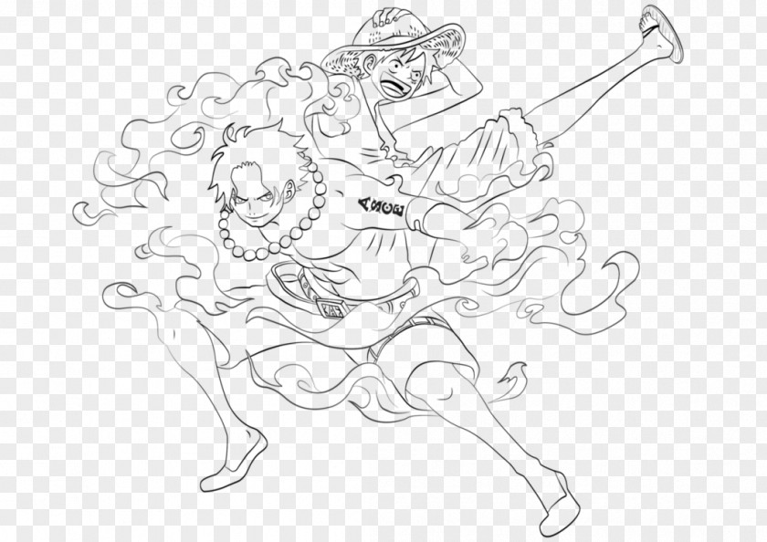 Sabo Ace Luffy Line Art Portgas D. Drawing Monkey Sketch PNG