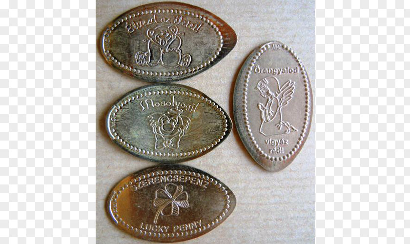 Coin Elongated Gold Silver Millenáris PNG