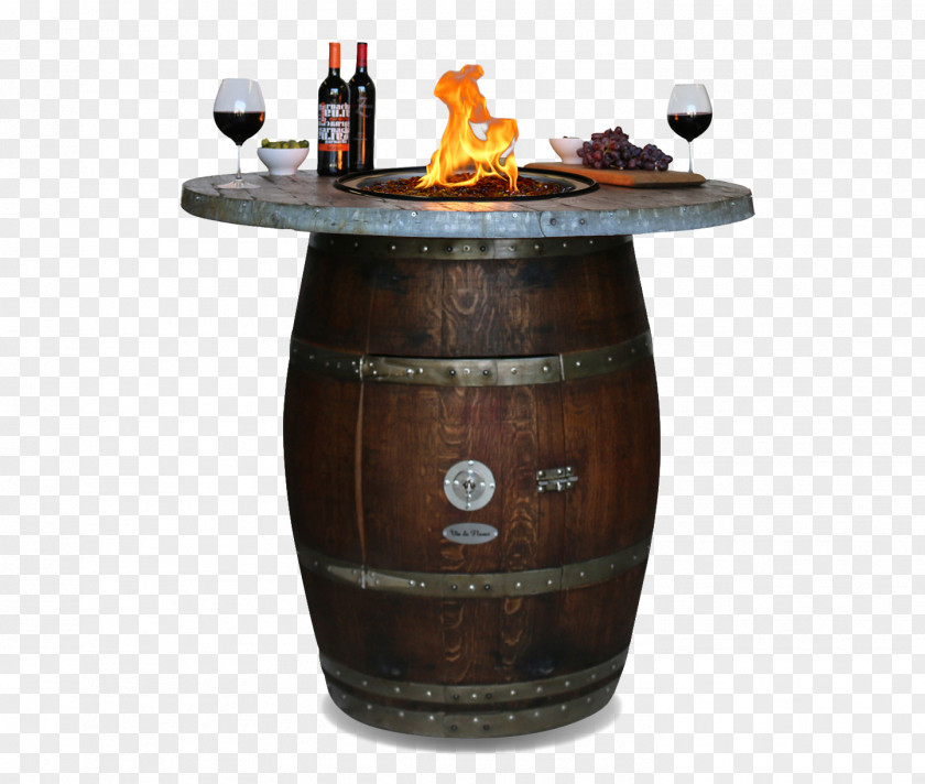 Wine Cask Table Fire Pit Barrel PNG