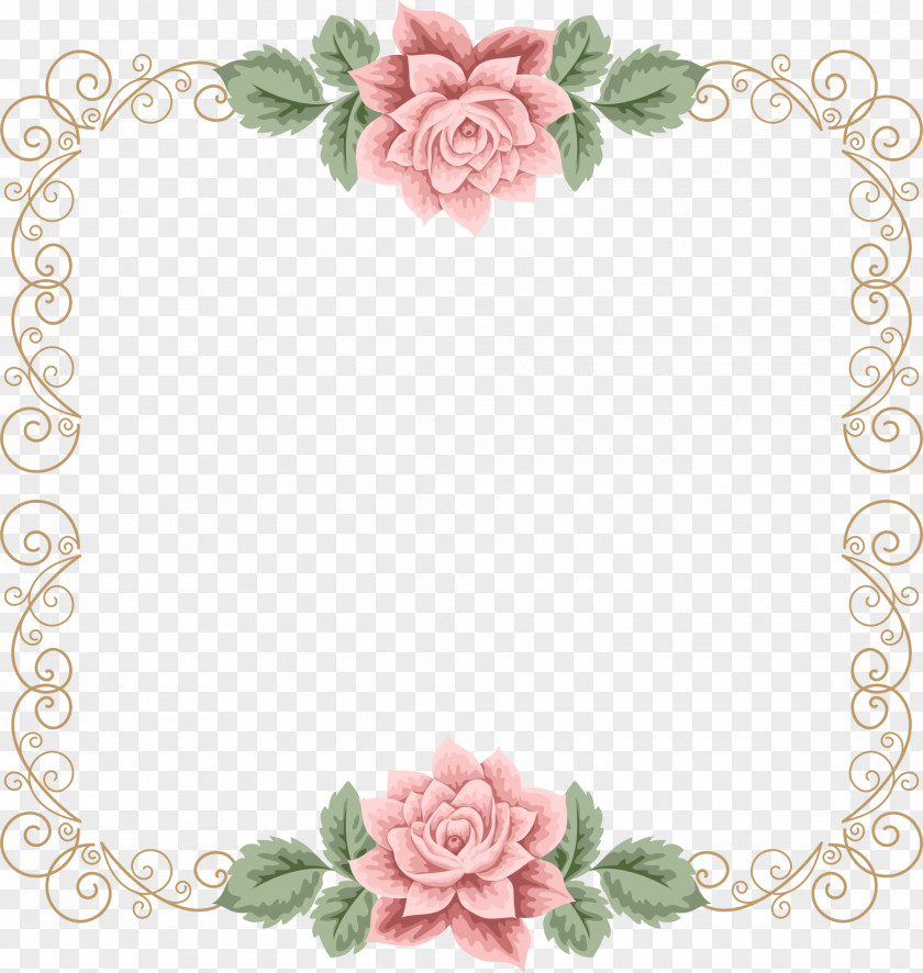 The Pink Flower Vine Wedding Invitation Clip Art PNG