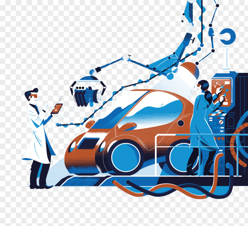 Blue Pattern Technology Technician Excavator Graphic Design PNG