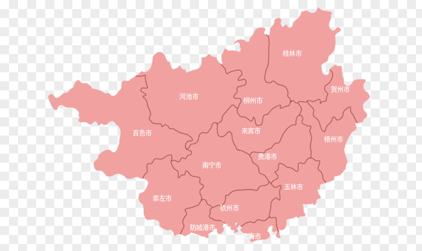 Guangxi Province Pink Map Yangshuo County Liucheng Wuming District Liuzhou South Central China PNG