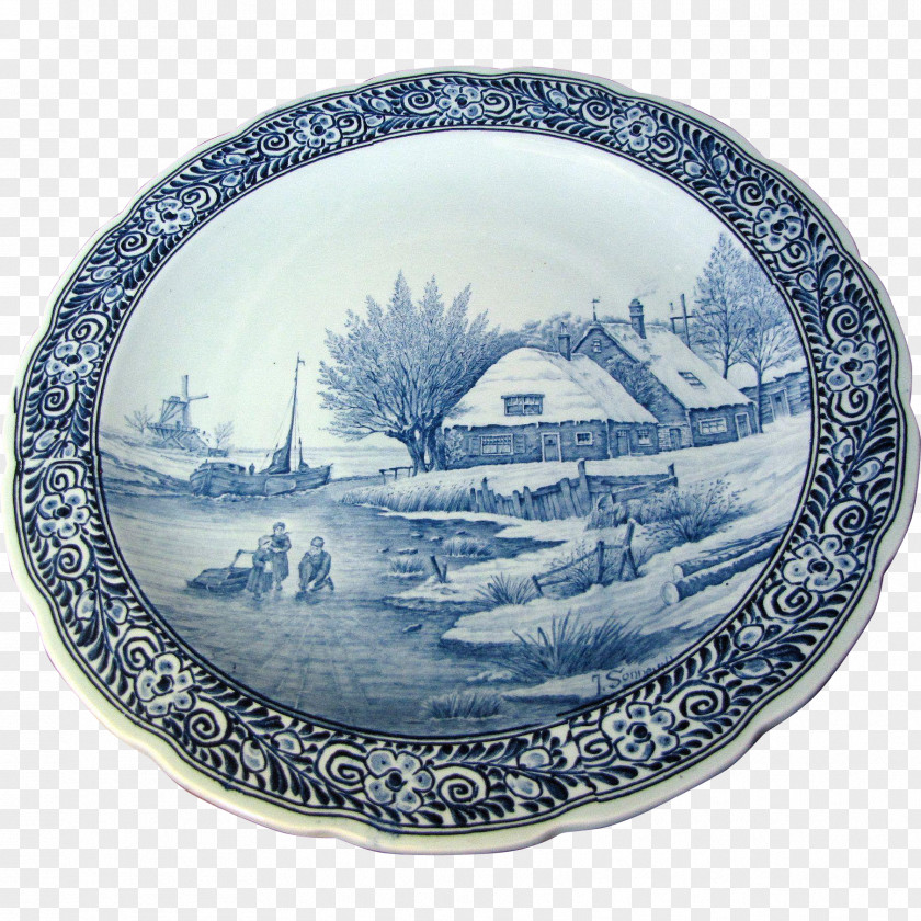 Plate Blue And White Pottery Platter Porcelain Tableware PNG
