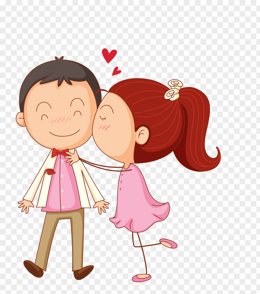 Cartoon Couple Kiss Clip Art PNG
