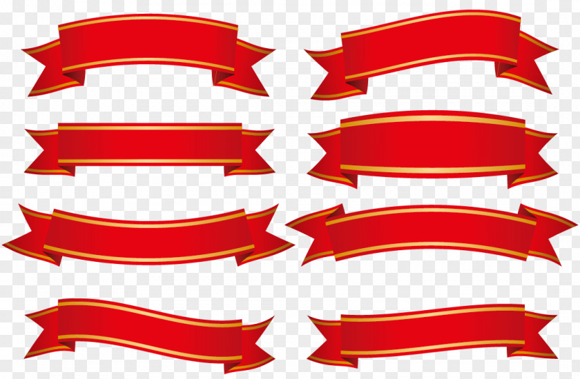 Red Ribbon Vector Banner PNG
