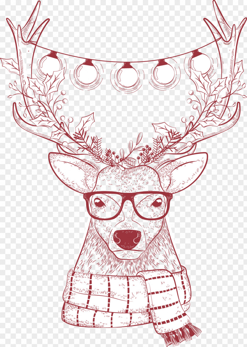 Christmas Vector Simple Pencil Deer Reindeer PNG