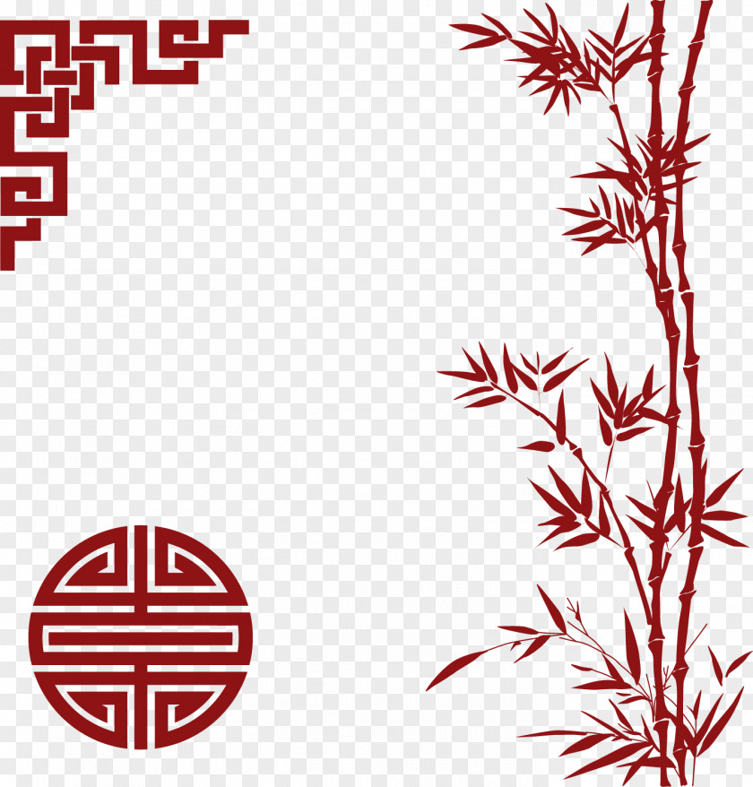 Chinese New Year Decorative Elements Red Bamboo Ornament Illustration PNG