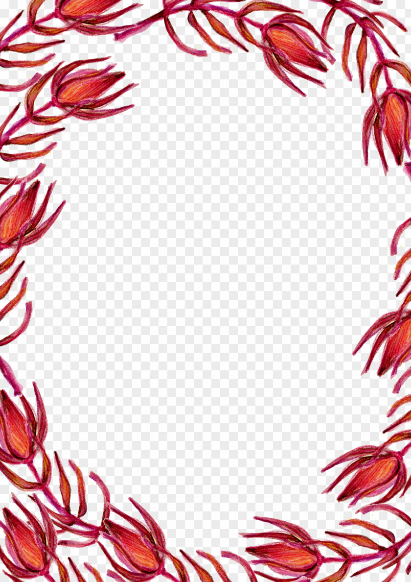 Red Floral Border Flower Clip Art PNG