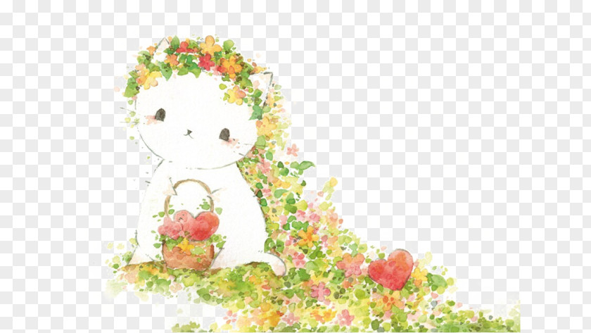 Creative Picture Kitten Floral Design Creativity Illustration PNG