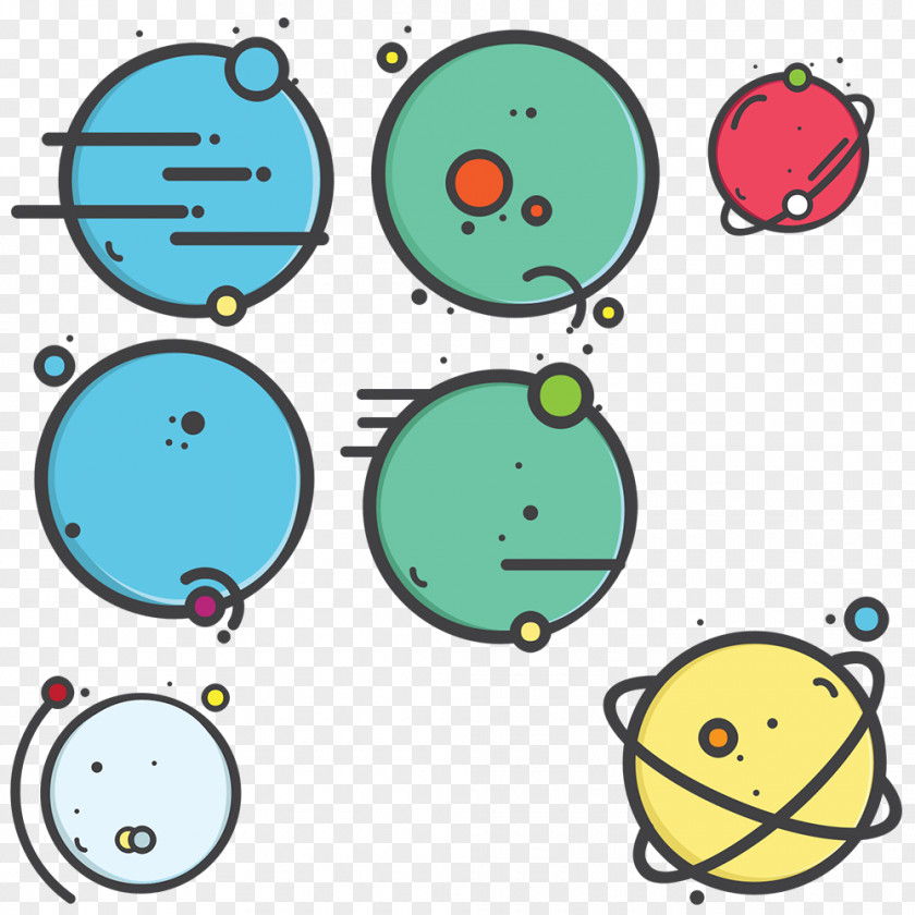 Cute Seven Planets Collection Planet Android Icon PNG
