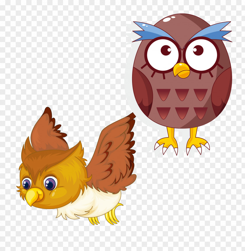 Hand-painted Cartoon Owl Vector Material Bird Illustration PNG