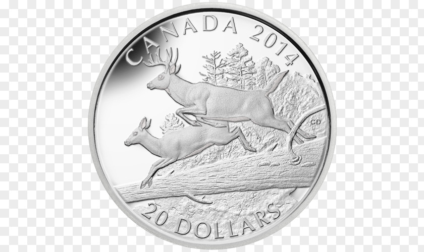 Reindeer White-tailed Deer Coin Silver PNG