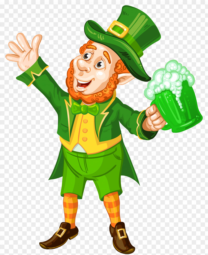 St Patrick Day Leprechaun With Green Beer Transparent PNG Picture Saint Patrick's Clip Art PNG