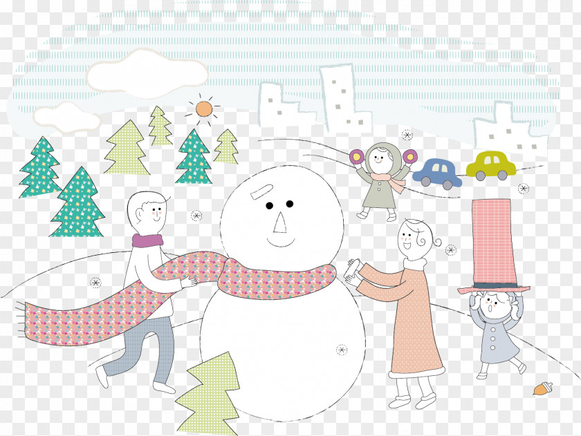 Snow Snowman Warm Winter Material Illustration PNG