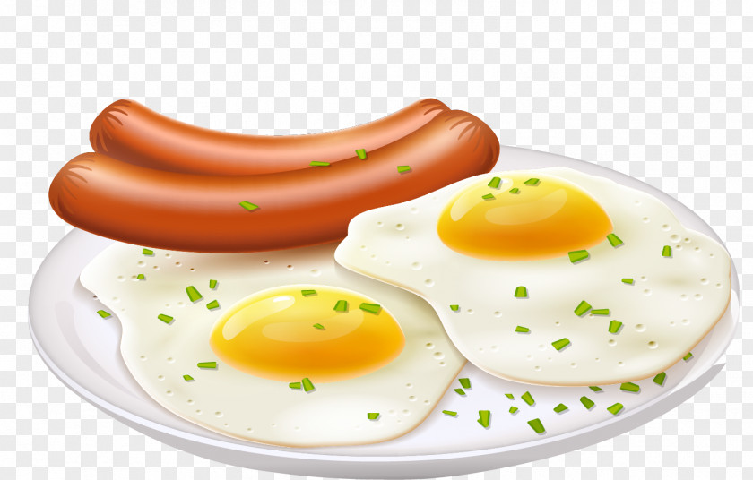 Delicious Breakfast Material Fried Egg Waffle Morning Sausage PNG