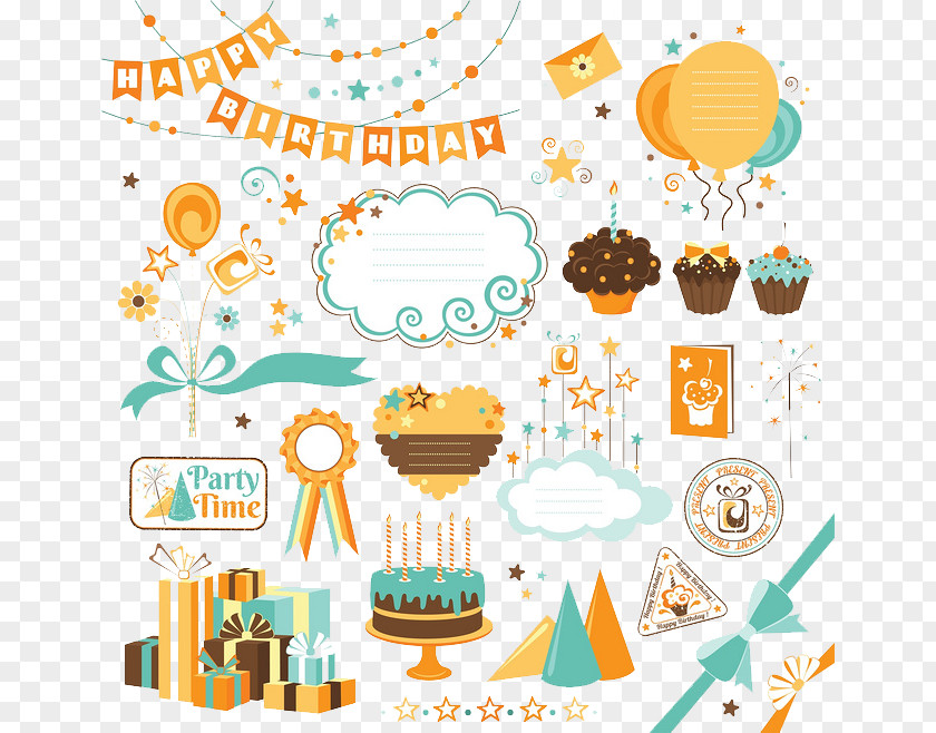 Birthday Elements Cake Illustration PNG
