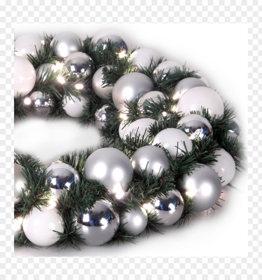 Silver Wreath Christmas Ornament Pine Bead Day Family PNG