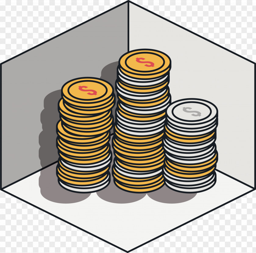 Stereoscopic Effect Gold Coin Pile PNG