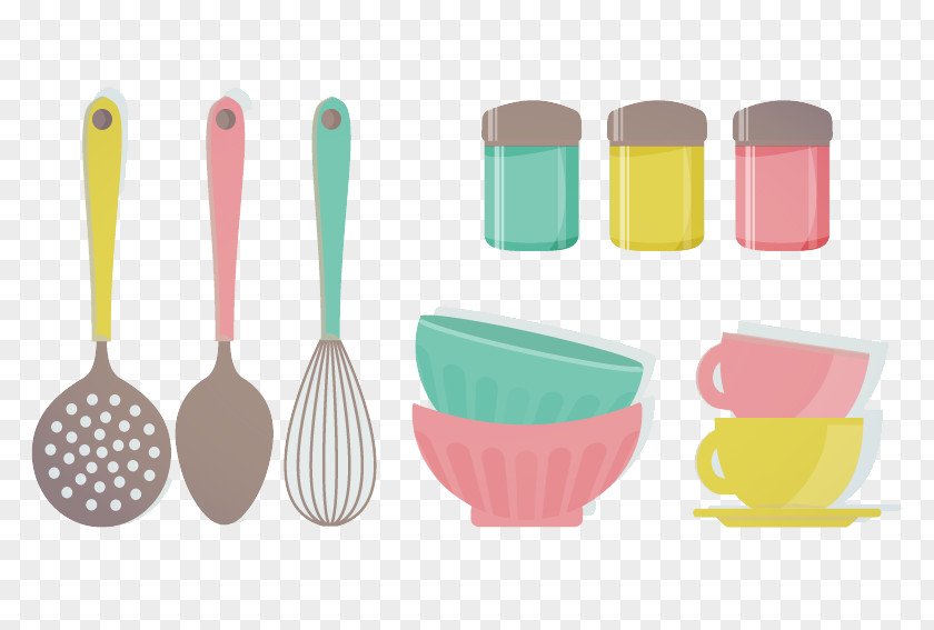 Kitchen Utensils Bowl And Spoon Utensil Knife Kitchenware Table PNG