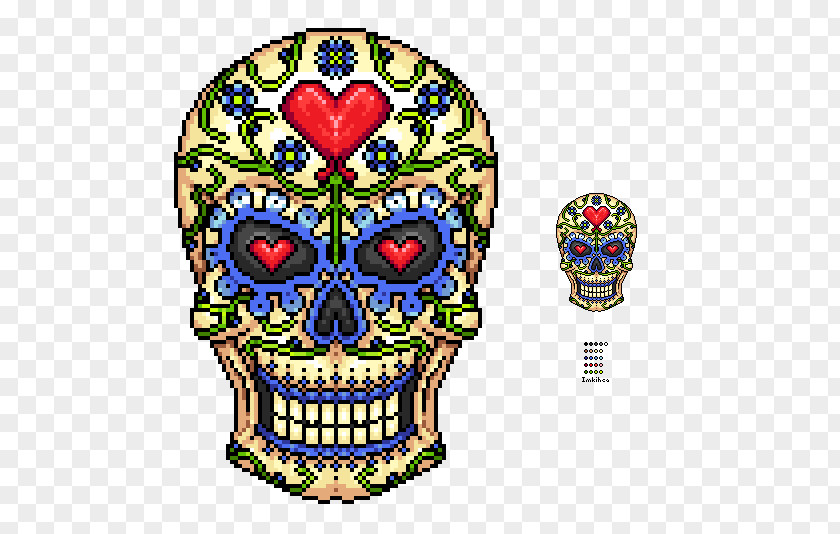 Skull Calavera Pixel Art PNG