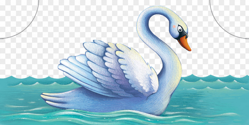 Beautifully Hand-painted Swan Swimming Cygnini Duck Illustration PNG