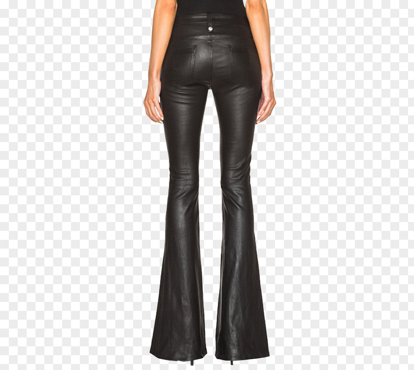 Lady Black Horn Leather Pants Women And Trousers Bell-bottoms Clothing PNG
