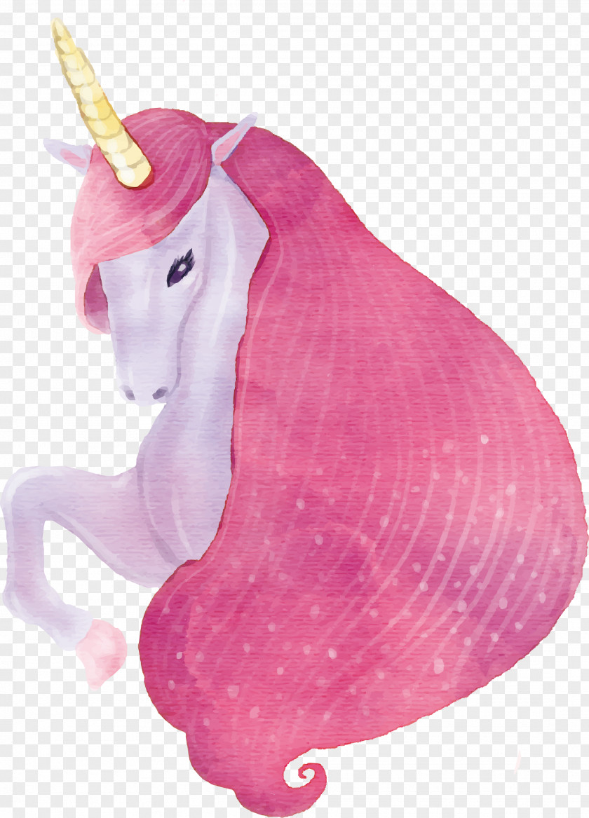 Unicorn With Pink Hair Drawing PNG