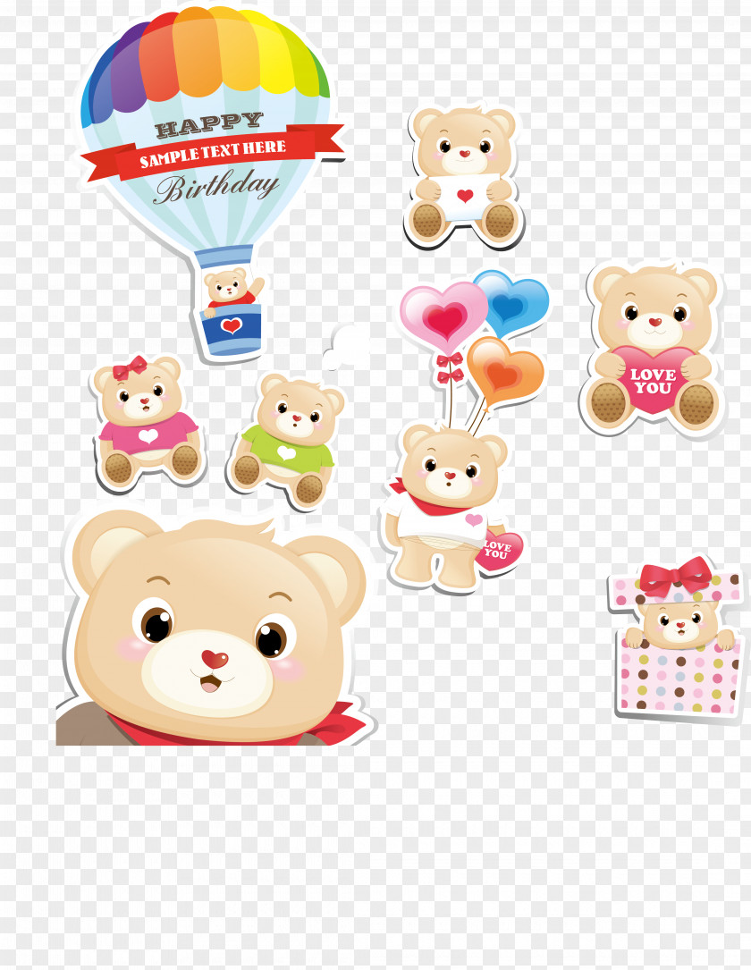 Vector Cartoon Bear Pattern Clip Art PNG